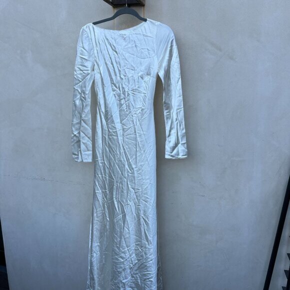 NWT Reformation Adwen Bridal Long Gown Ivory A-line Skirt w/ Train Open Back - Picture 4 of 7